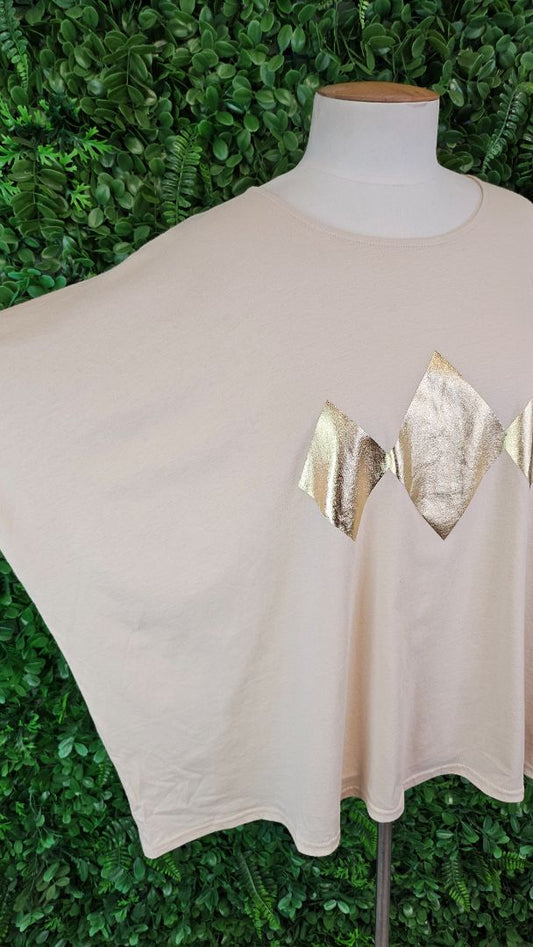 Eb & Ive Clay Gold Foil Tee BNWT (OSFM)