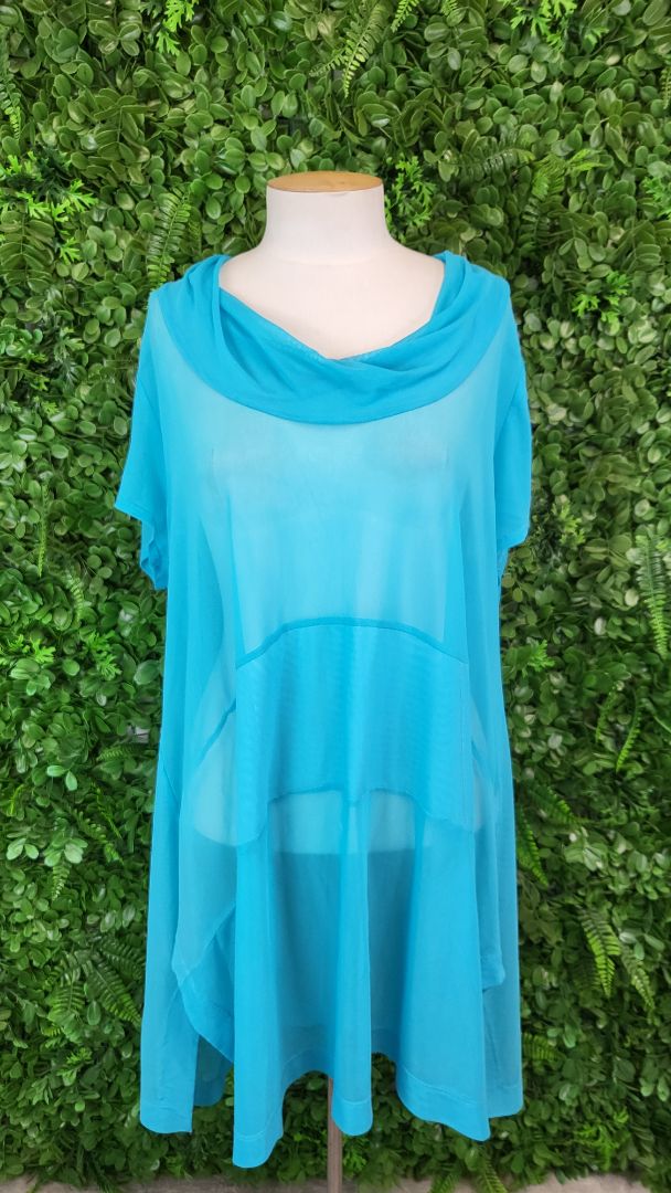 TS Blue Mesh Overlay Top (18-20)