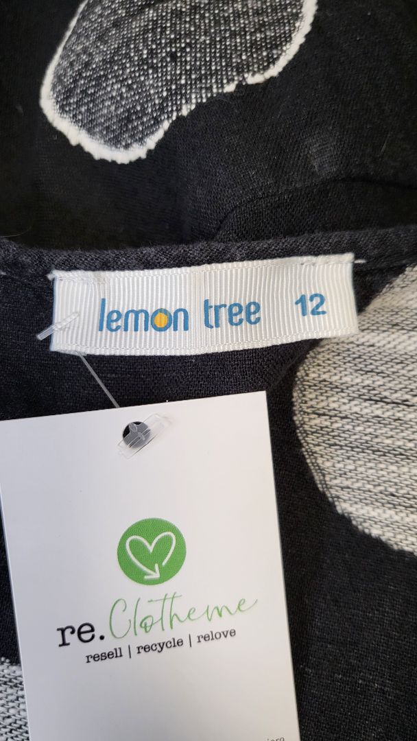 Lemon Tree Print Linen Blend Dress (12)