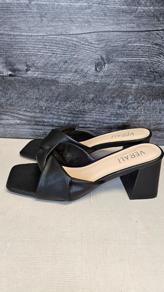 Verali Black Leather Slides (38)