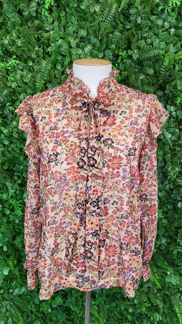Molly Bracken Floral Tie Neck Top (10-12)