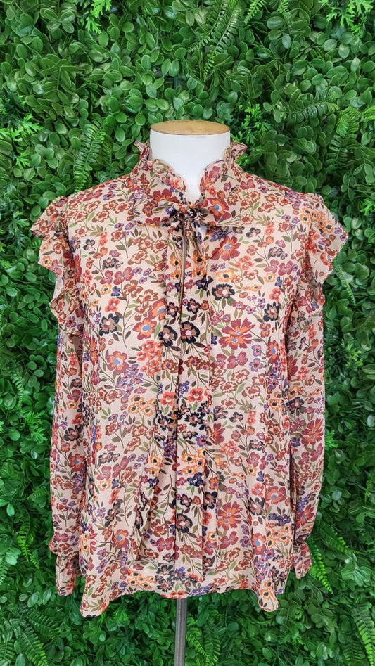 Molly Bracken Floral Tie Neck Top (10-12)