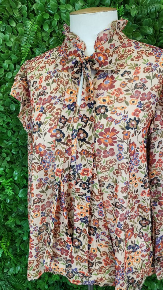 Molly Bracken Floral Tie Neck Top (10-12)