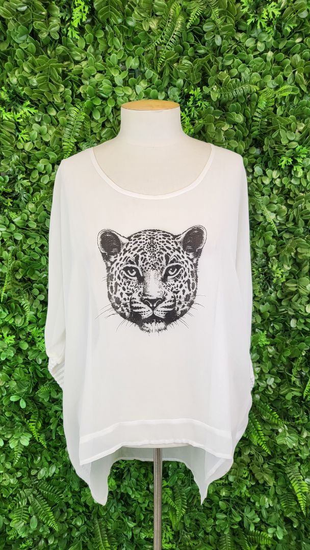 Mi Moso White Leopard Top (8-12)