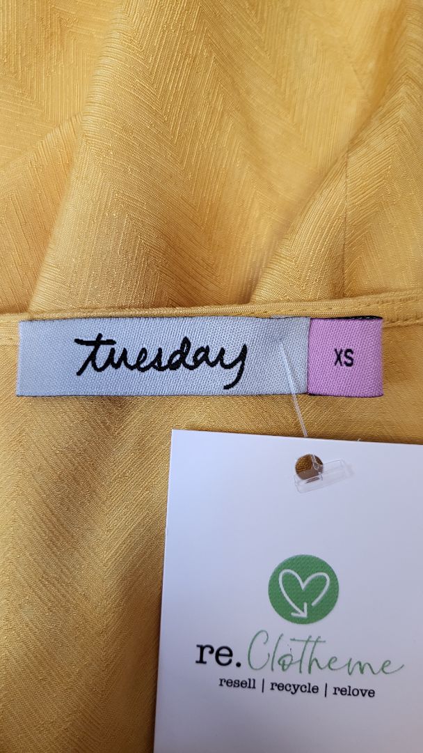 Tuesday Yellow Faux Wrap Dress (8)