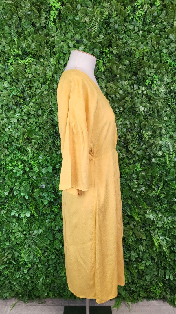 Tuesday Yellow Faux Wrap Dress (8)