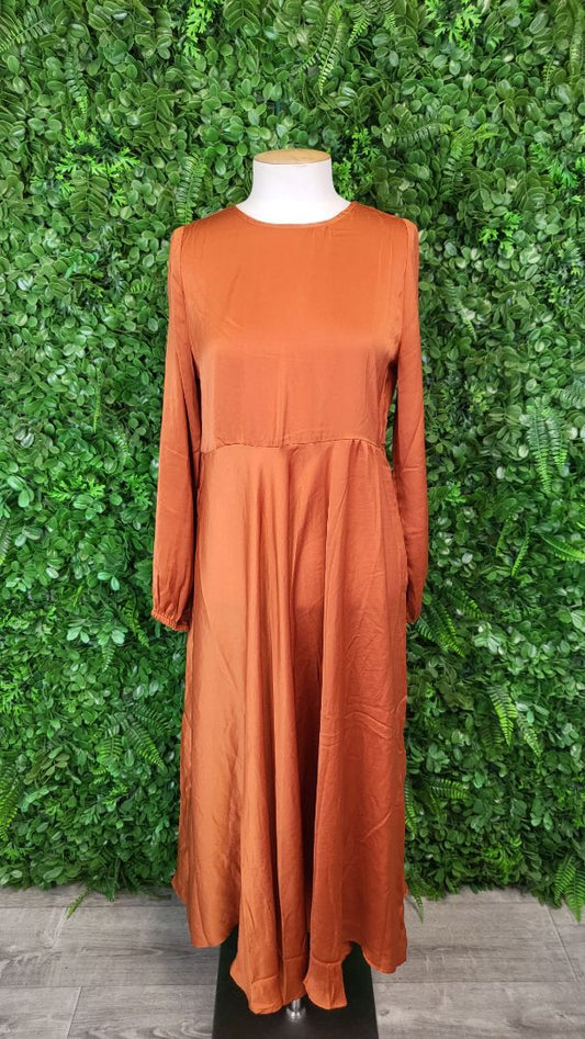 Stella+Gemma Rust Sateen Midi Dress BNWT (8-10)