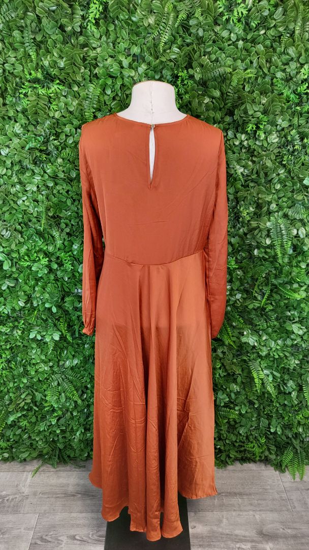Stella+Gemma Rust Sateen Midi Dress BNWT (8-10)