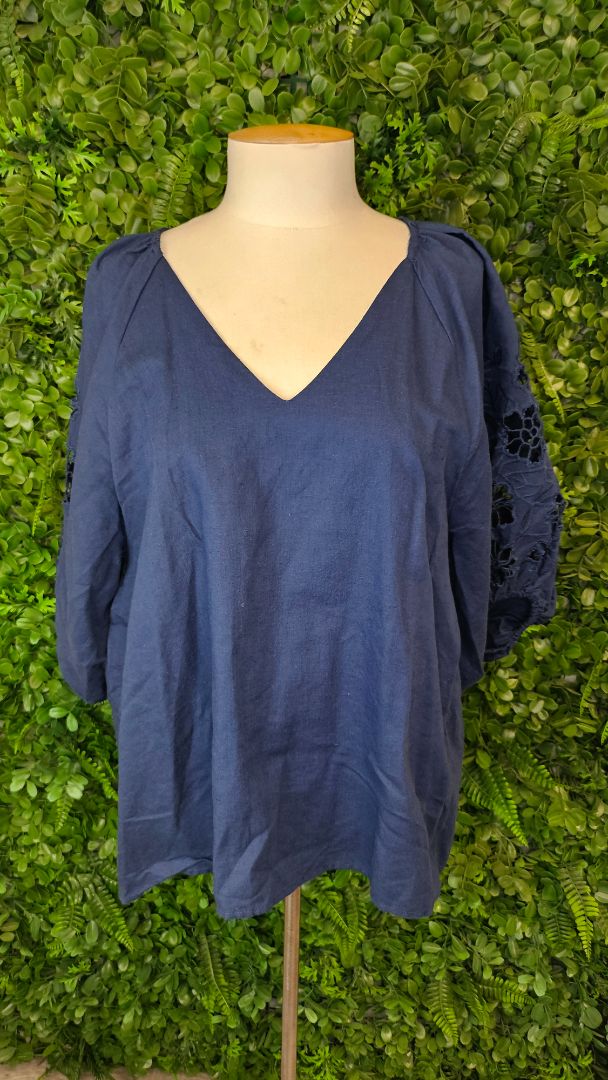 Fate+Becker Dark Blue Linen Blend Top (14)