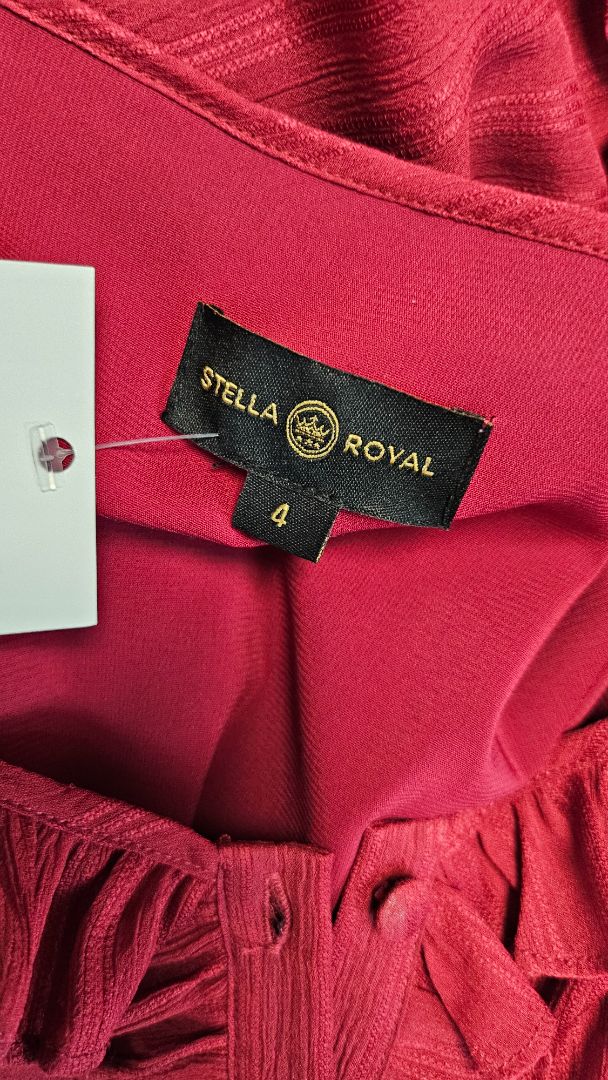 Stella Royal Burgundy Frill Front Dress (22)