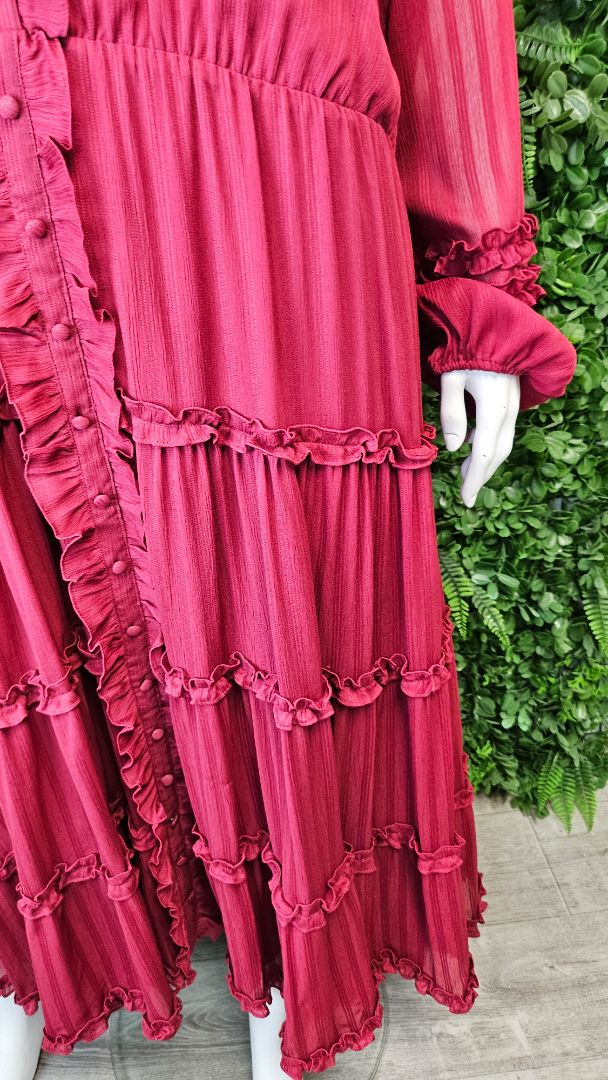 Stella Royal Burgundy Frill Front Dress (22)