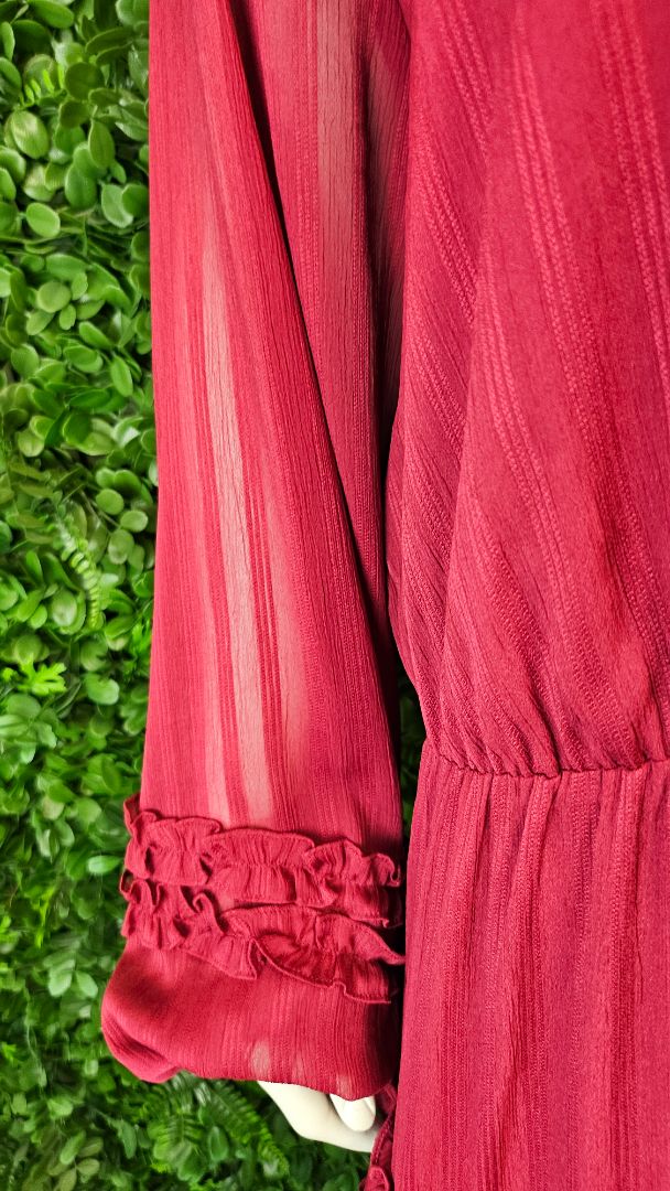Stella Royal Burgundy Frill Front Dress (22)