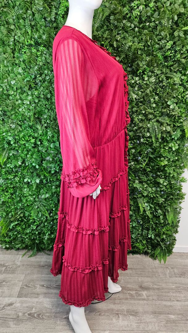 Stella Royal Burgundy Frill Front Dress (22)