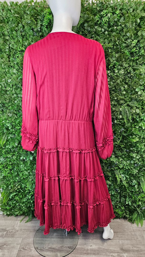 Stella Royal Burgundy Frill Front Dress (22)