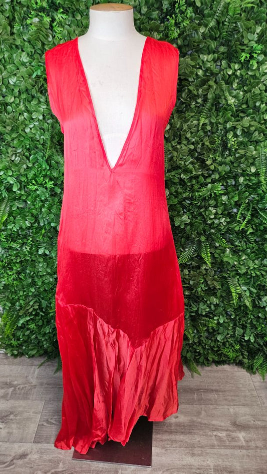 Taylor Red Drop Hem Dress (10)