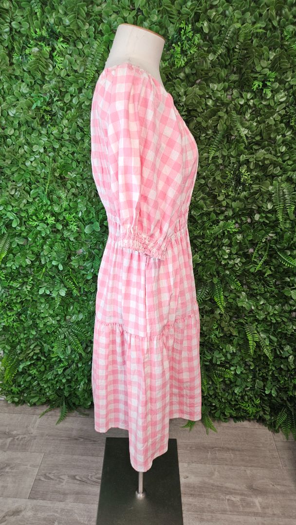 Feather+Noise Pink Gingham Tier Sun Dress (12)