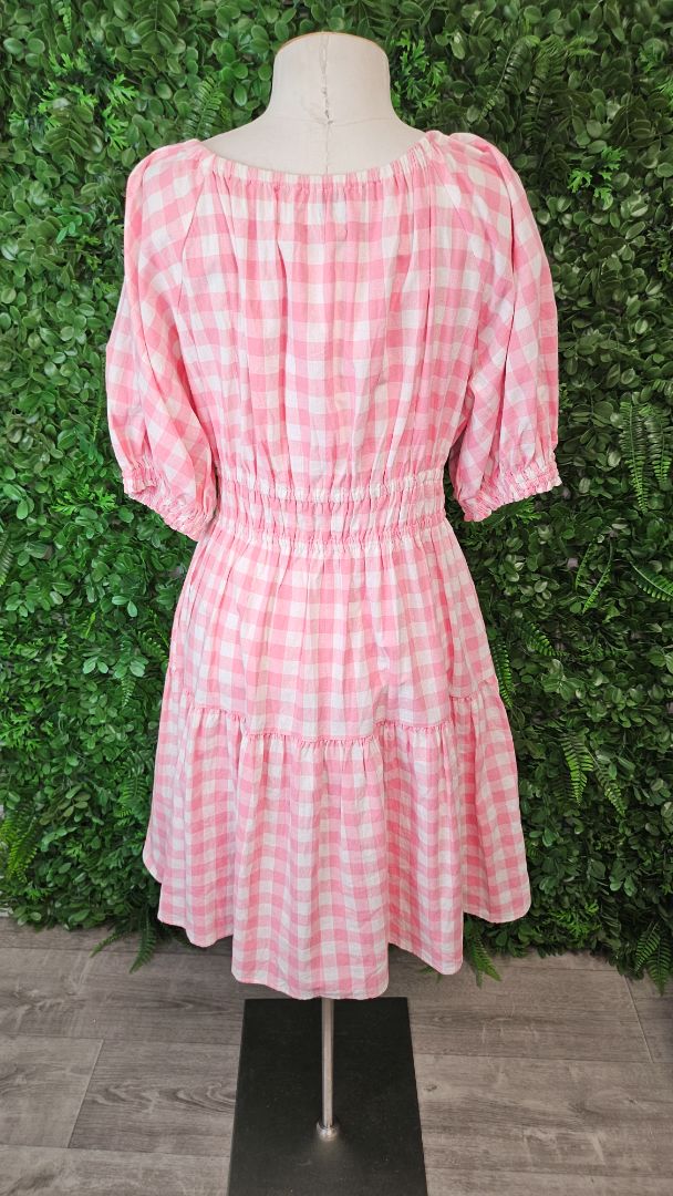 Feather+Noise Pink Gingham Tier Sun Dress (12)