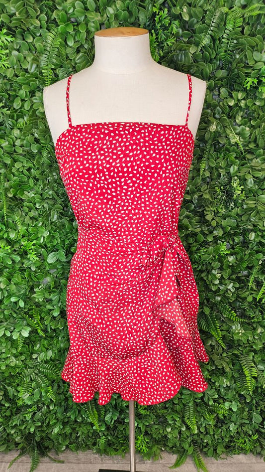 Rumor Red Print Mini Wrap Dress (6-8)