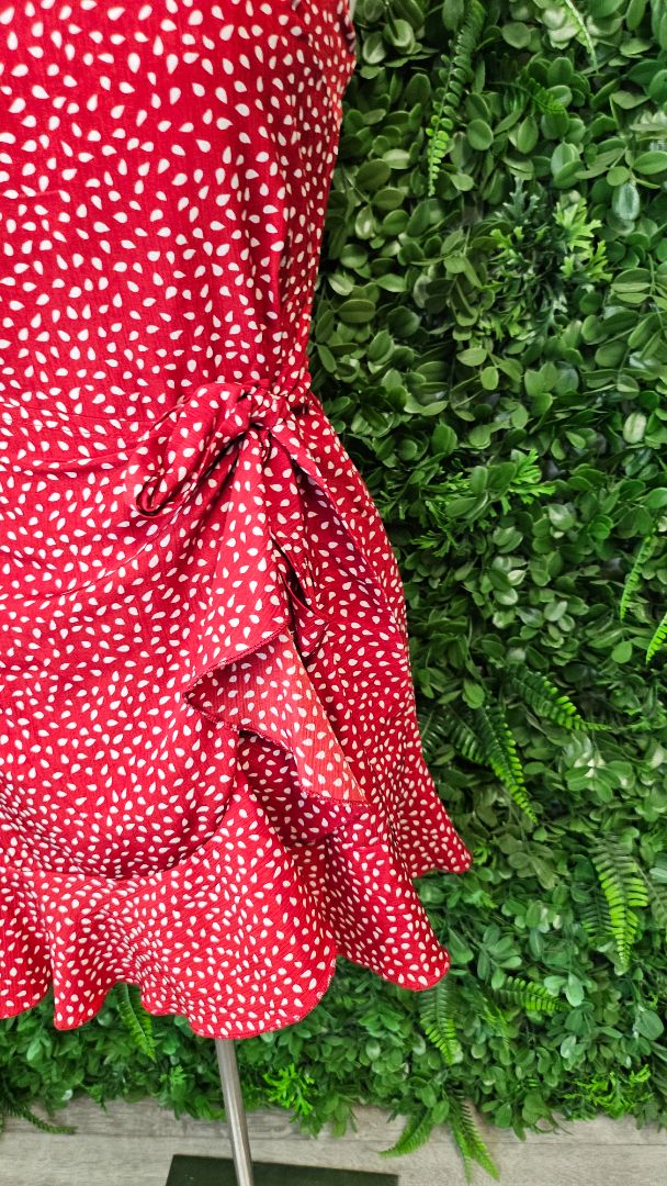 Rumor Red Print Mini Wrap Dress (6-8)