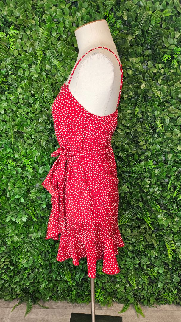 Rumor Red Print Mini Wrap Dress (6-8)