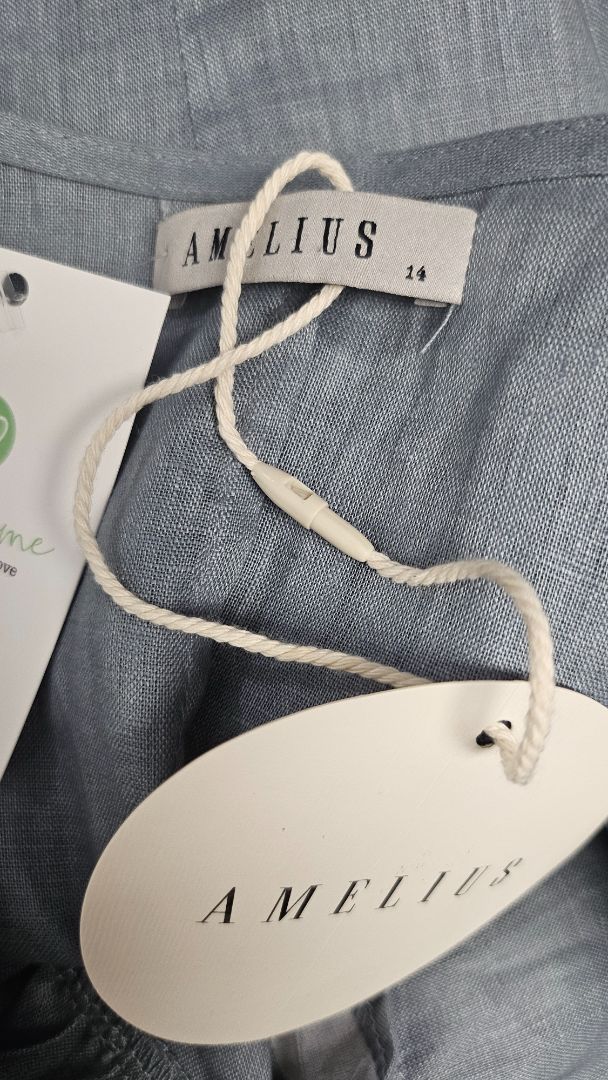 Amelius Blue Vivienne Linen Top BNWT (12)