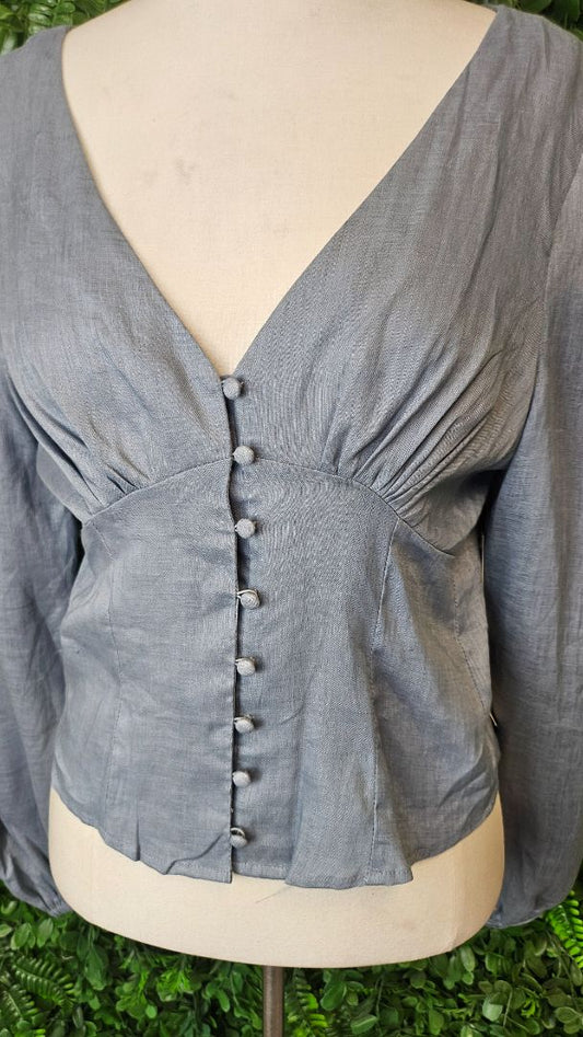 Amelius Blue Vivienne Linen Top BNWT (12)