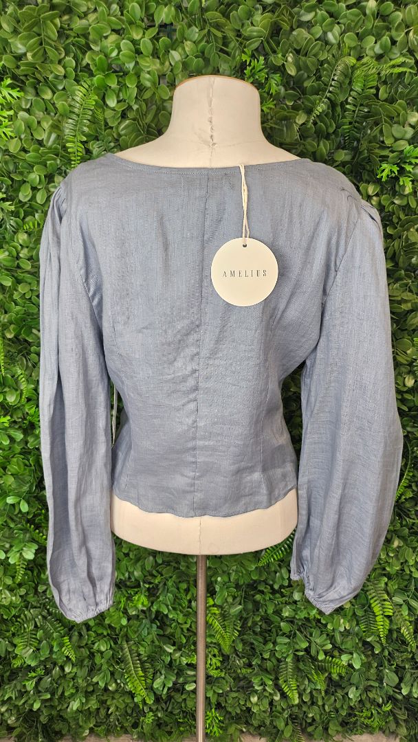 Amelius Blue Vivienne Linen Top BNWT (12)