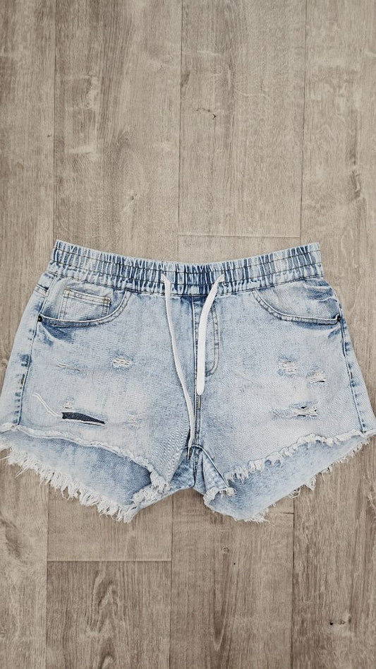 JunkFood Distressed Frayed Denim Shorts (14)