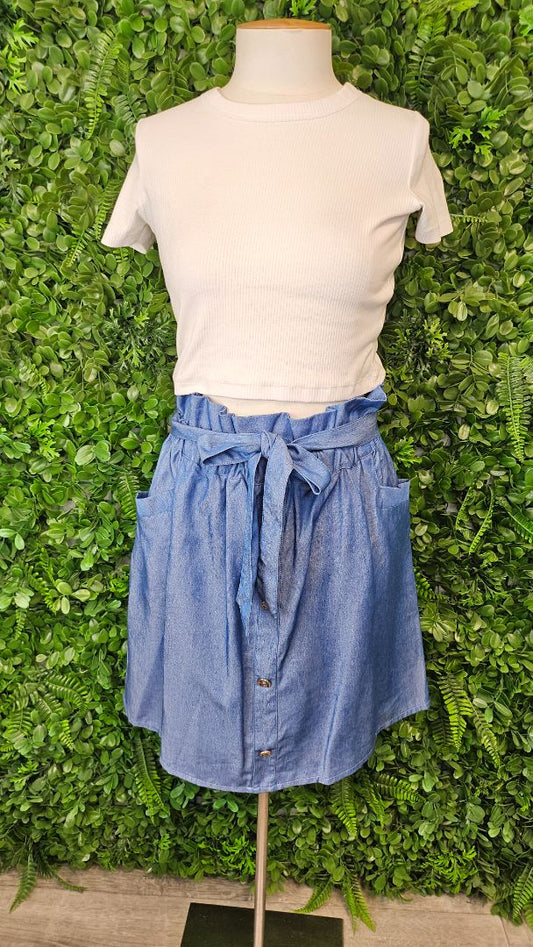 Charlo Blue Button Front Skirt (14)