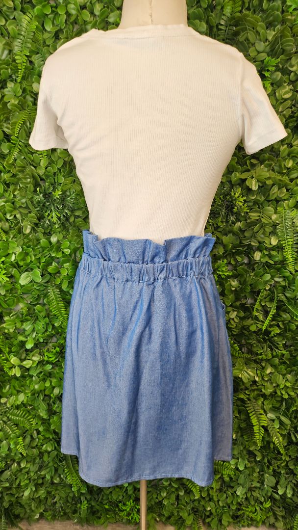 Charlo Blue Button Front Skirt (14)