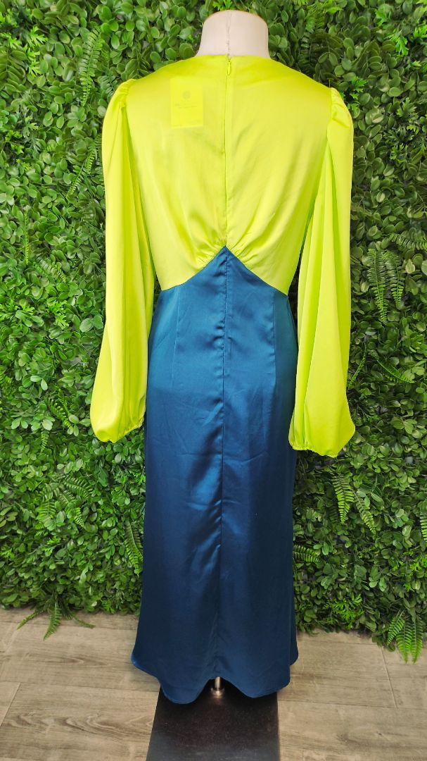 Never Fully Dressed Lime/Teal Block Colour Dress (10)