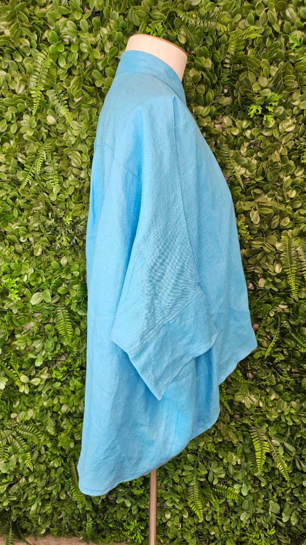 Deanne Hobbs Blue Linen Shirt (14-16)