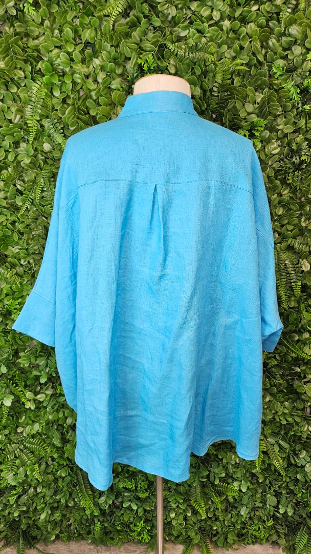 Deanne Hobbs Blue Linen Shirt (14-16)
