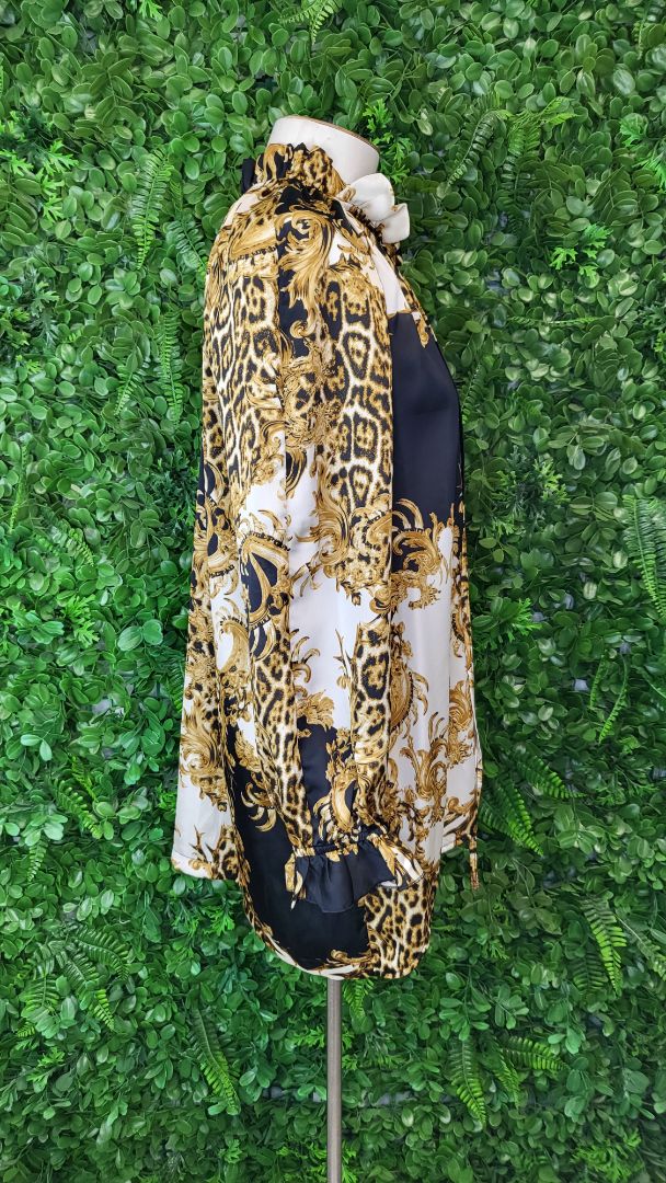 Jeff Gallano Print Frill Neck Blouse (10-12)