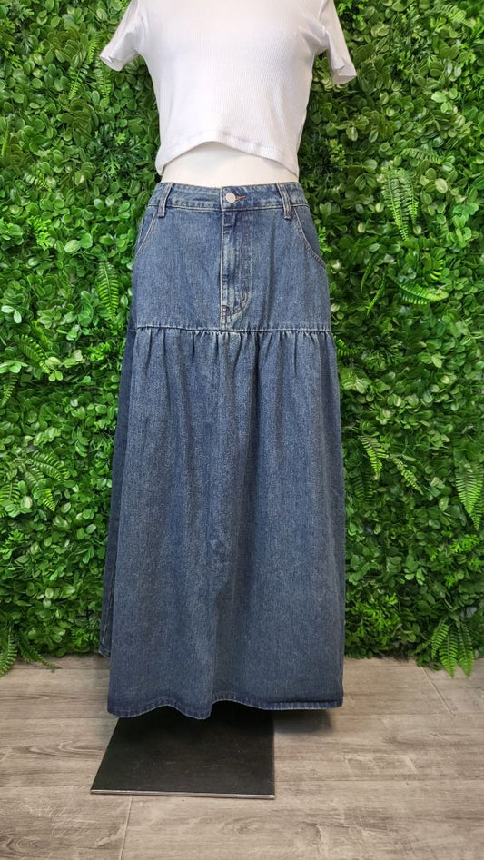 Cider Denim Drop Hem Skirt (18)