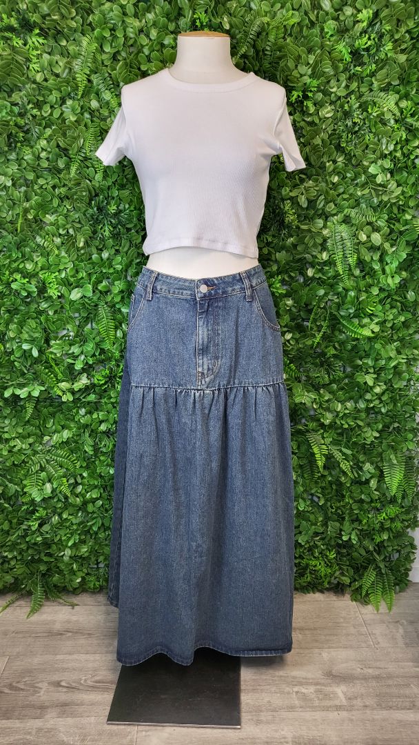 Cider Denim Drop Hem Skirt (18)