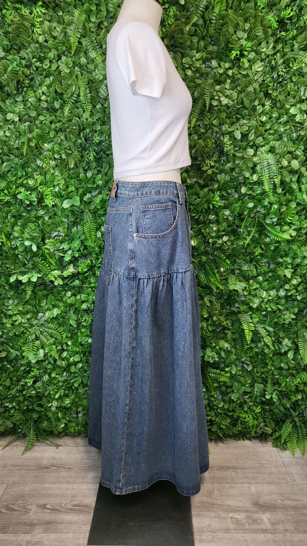 Cider Denim Drop Hem Skirt (18)