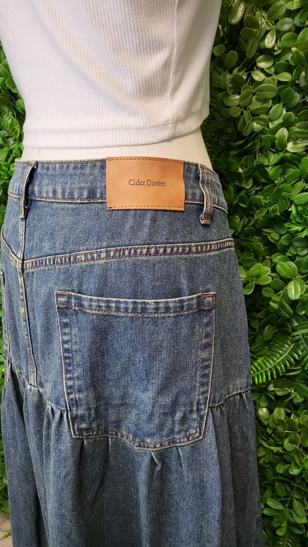 Cider Denim Drop Hem Skirt (18)