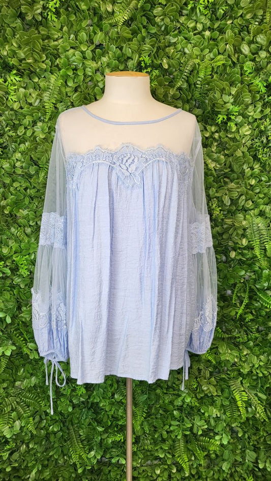 Halo & Hazard Blue Mesh Lace Top (12)
