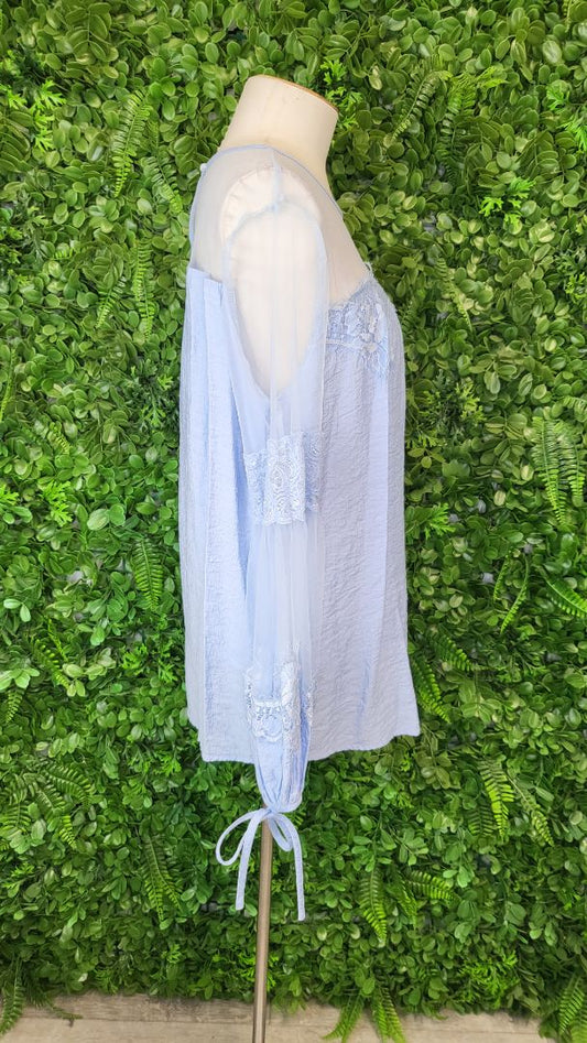 Halo & Hazard Blue Mesh Lace Top (12)