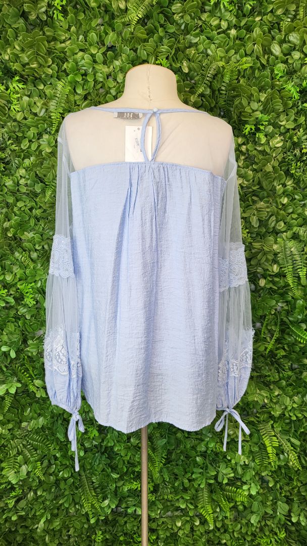 Halo & Hazard Blue Mesh Lace Top (12)