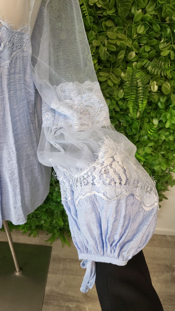 Halo & Hazard Blue Mesh Lace Top (12)
