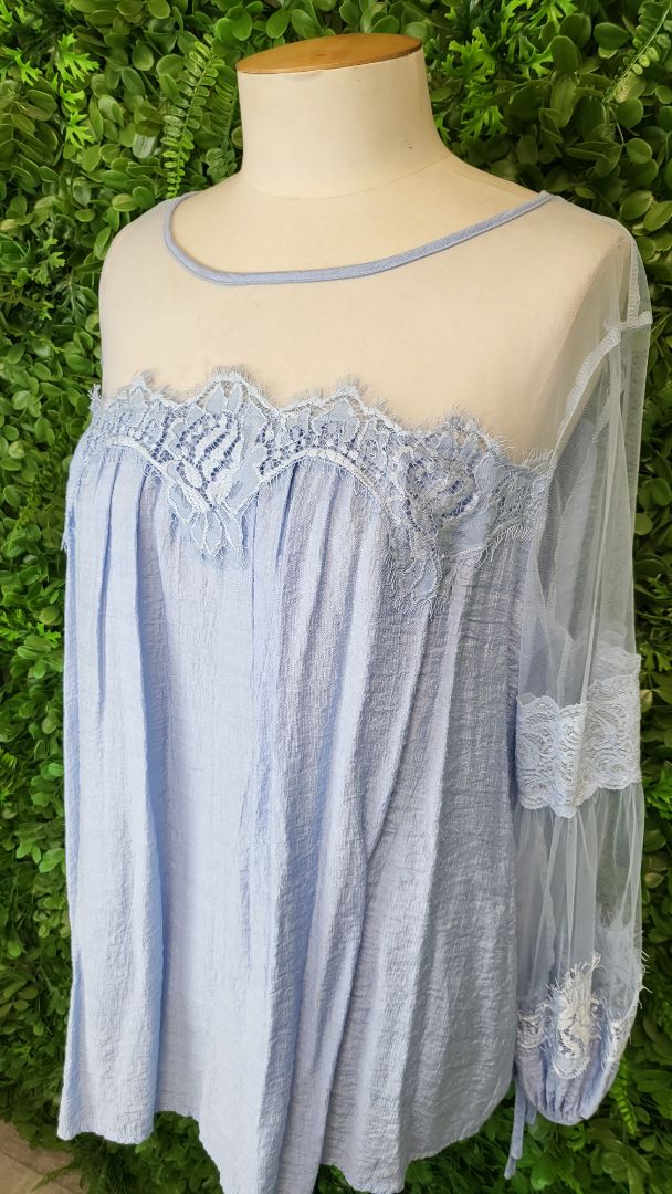 Halo & Hazard Blue Mesh Lace Top (12)