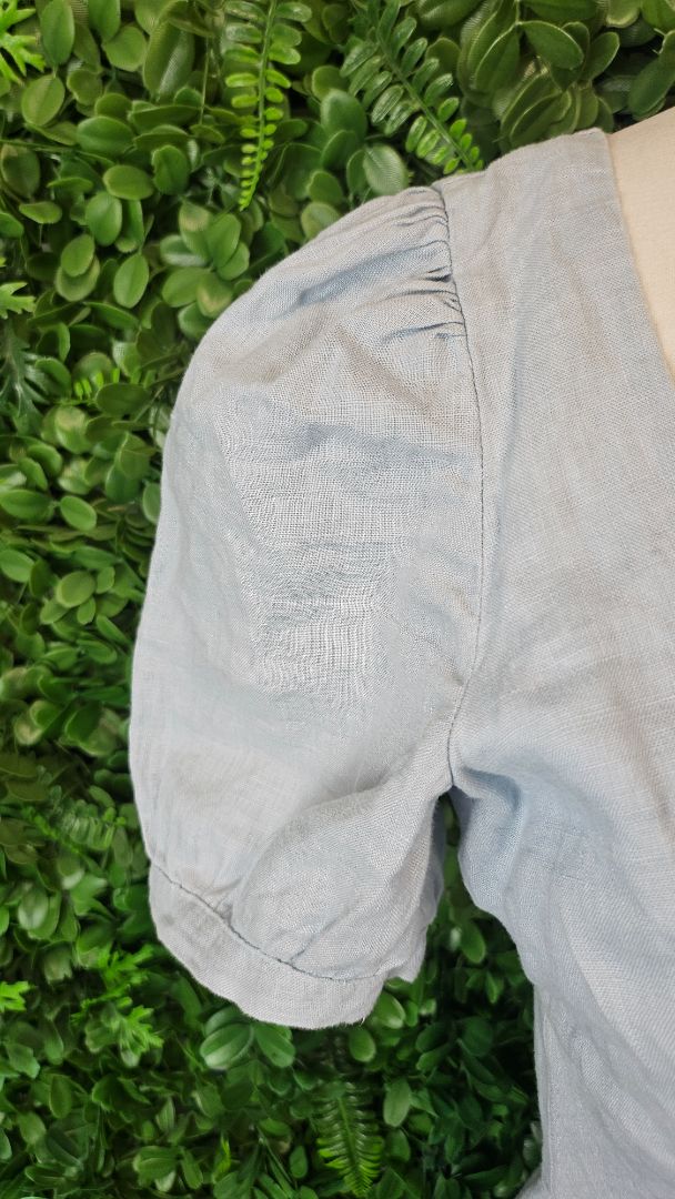 Aere Light Dusky Blue Linen Dress (6-8)