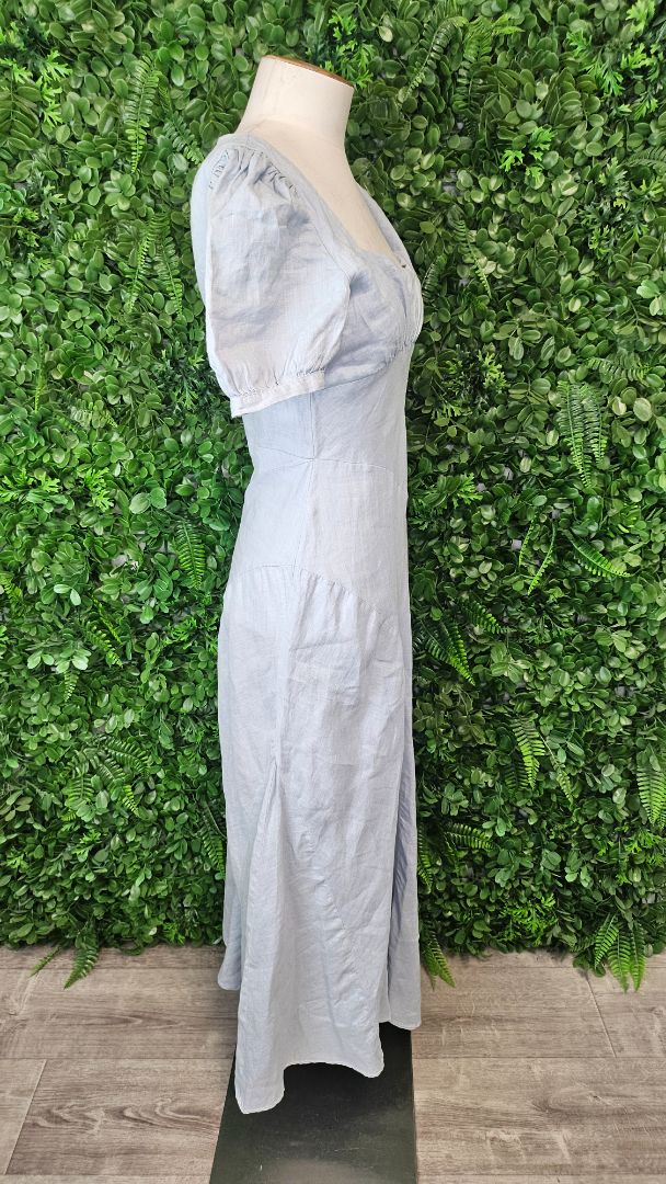 Aere Light Dusky Blue Linen Dress (6-8)