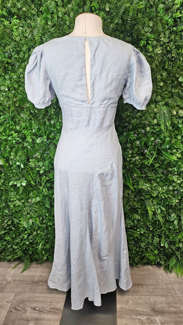 Aere Light Dusky Blue Linen Dress (6-8)