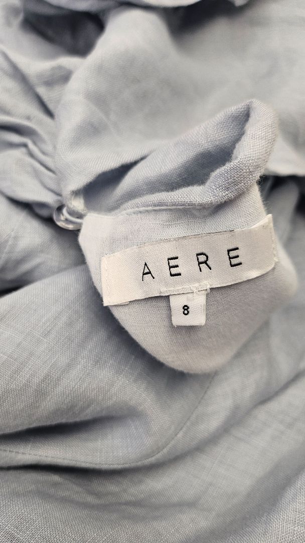 Aere Light Dusky Blue Linen Dress (6-8)