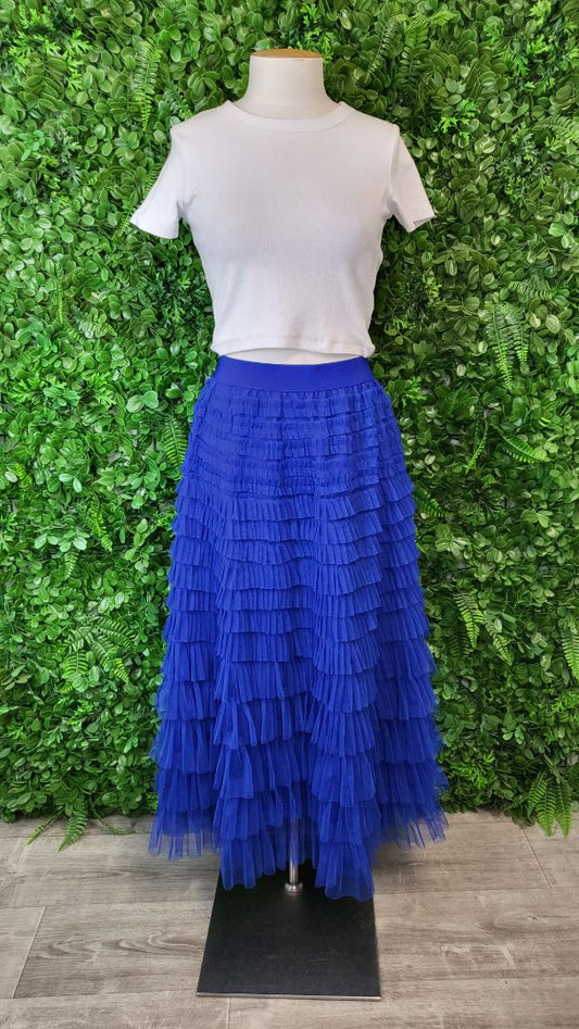 Unknown Azure Tulle Midi Skirt (12-14)