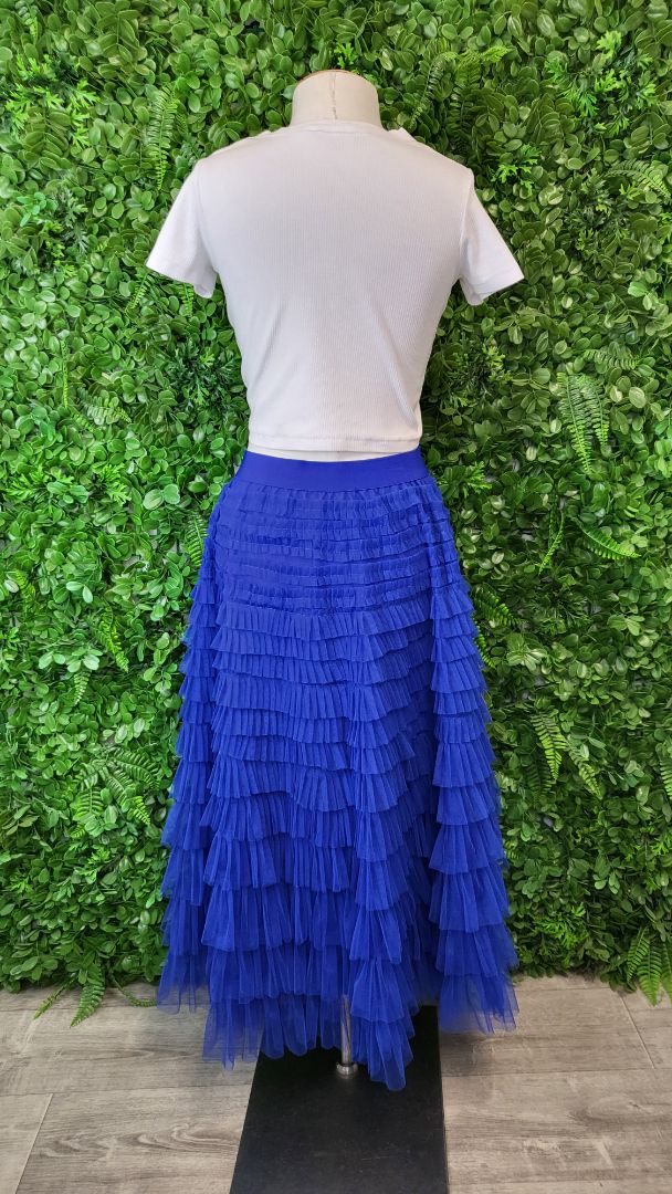 Unknown Azure Tulle Midi Skirt (12-14)