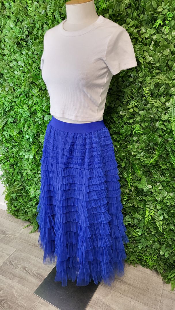 Unknown Azure Tulle Midi Skirt (12-14)